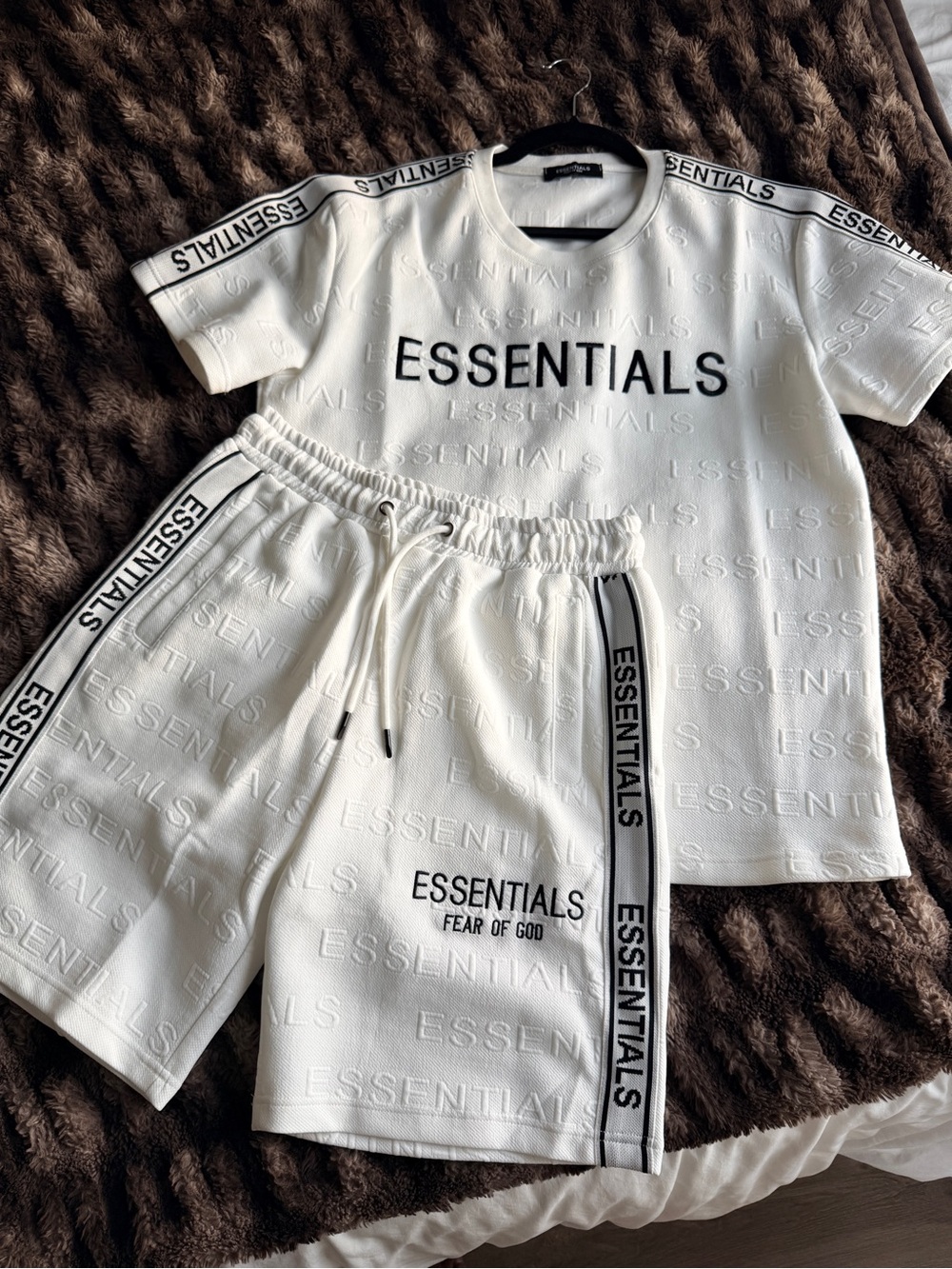 ESSENTIALS Kids Short Sleeve Tee & Shorts Set in White